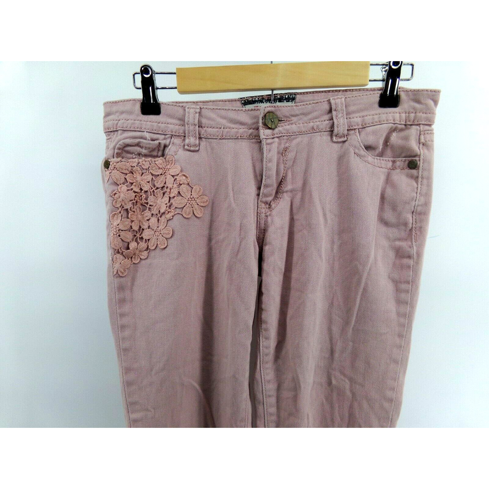 Hot Kiss Skinny Lily Jeans Pink Bush Floral Crochet A… Gem